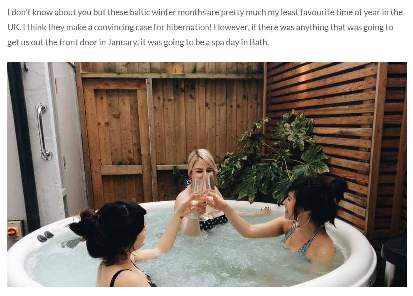 picture of girls in a iacuzzi for a blogger event