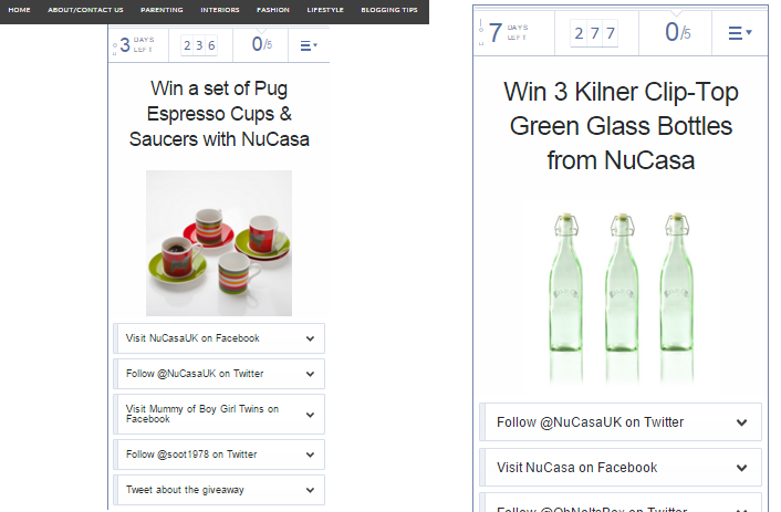 screenshot of social media competitions