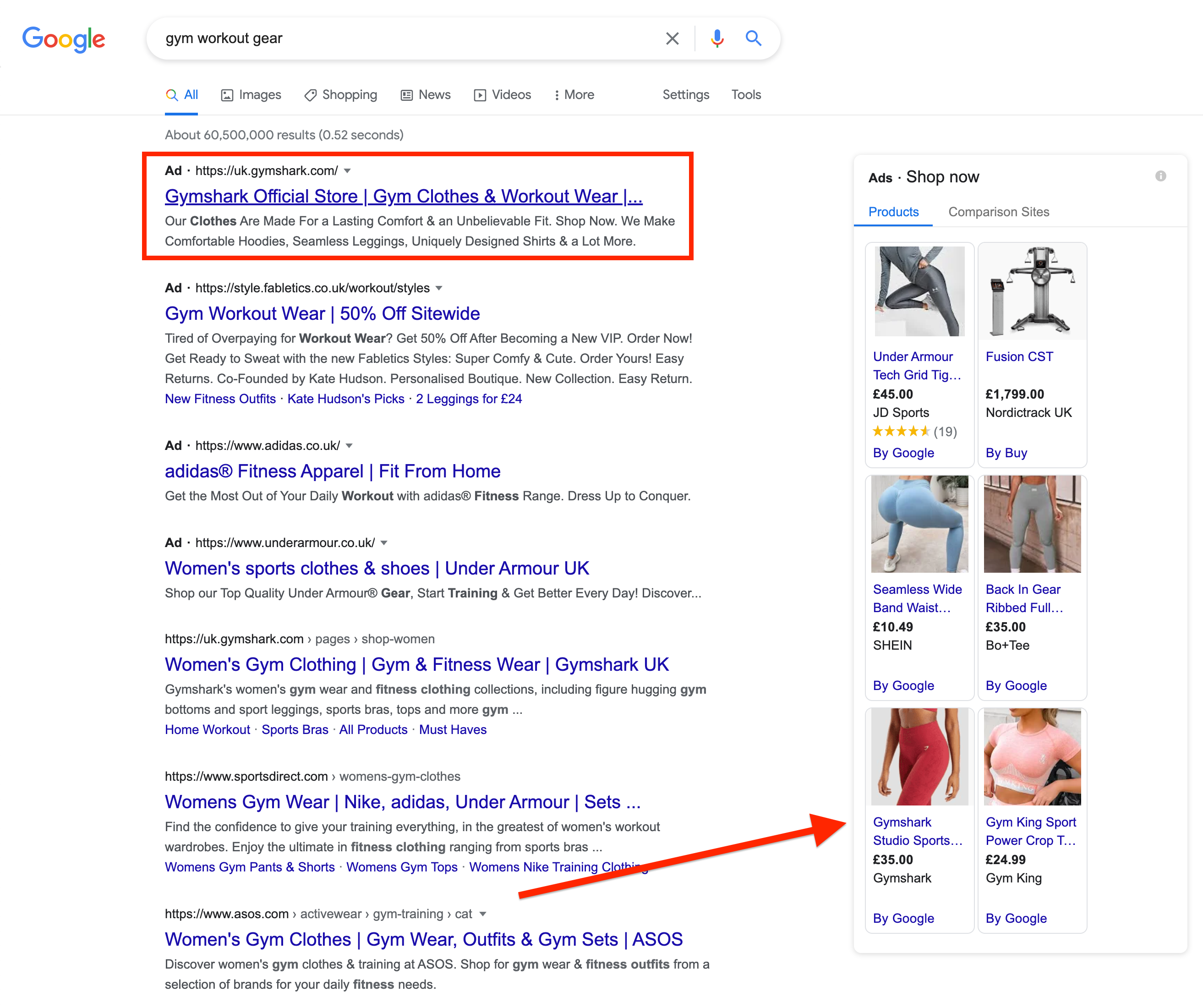 Gymshark Google Ads