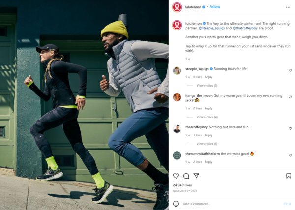 Professional Image on lululemon's instagram