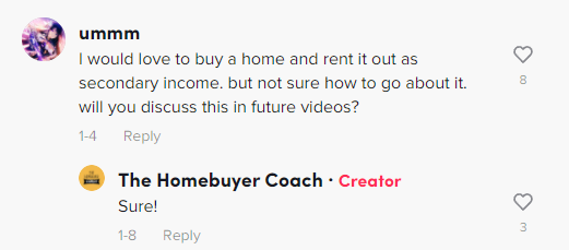 Screenshot of a Homebuyer Coach comment