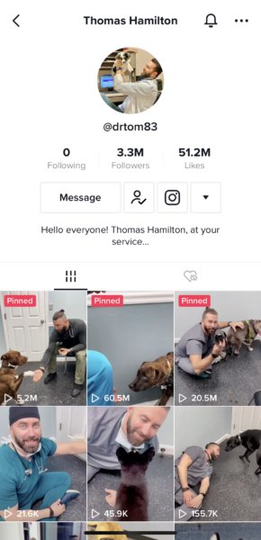Screenshot of DrTom89s TikTok account