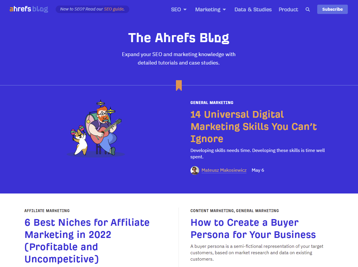 Screenshot of the Ahrefs blog