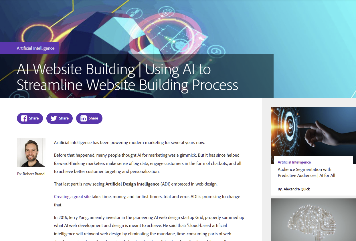 Screenshot of a Marketo blog