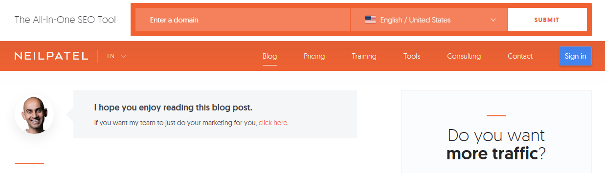 Screenshot of Neil Patel's Digital Marketing Blog