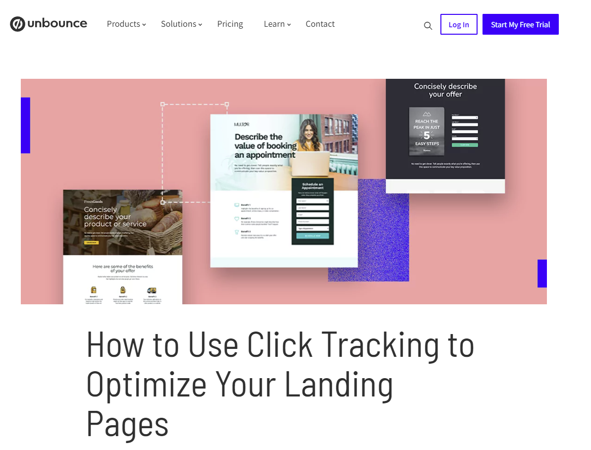 Screenshot of an Unbounce blog