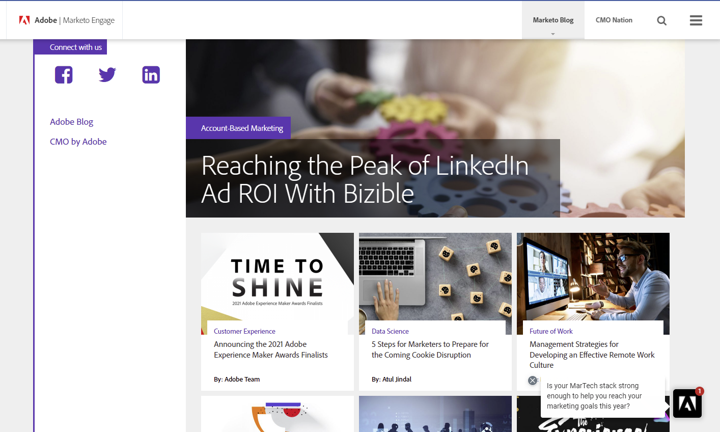 Screenshot of the Adobe Marketo blog