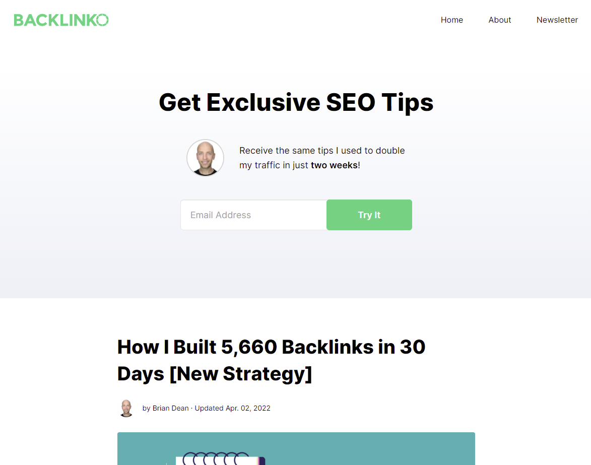 Screenshot of the Backlinko blog