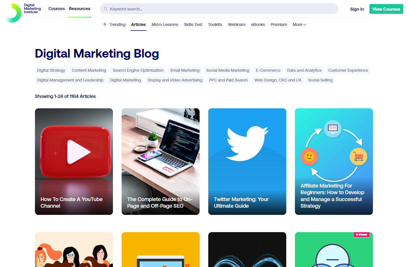 Screenshot of the Digital Marketing Institute blog