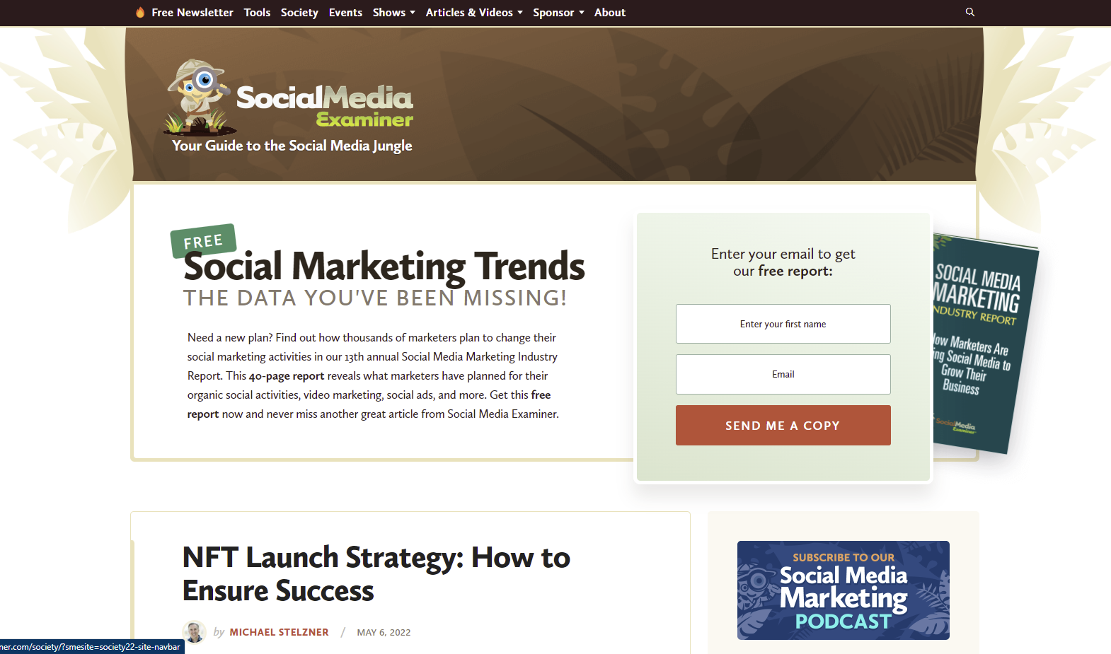 Screenshot of the Social Media Examiner blog