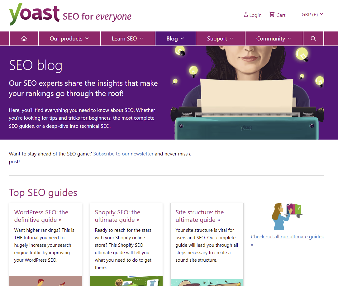 Screenshot of the Yoast blog