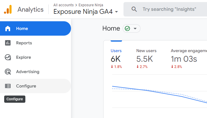 Location of the configure page
