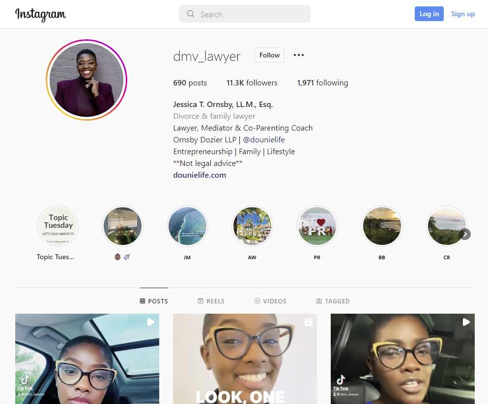 Screenshot of the DMV_Lawyer instagram account