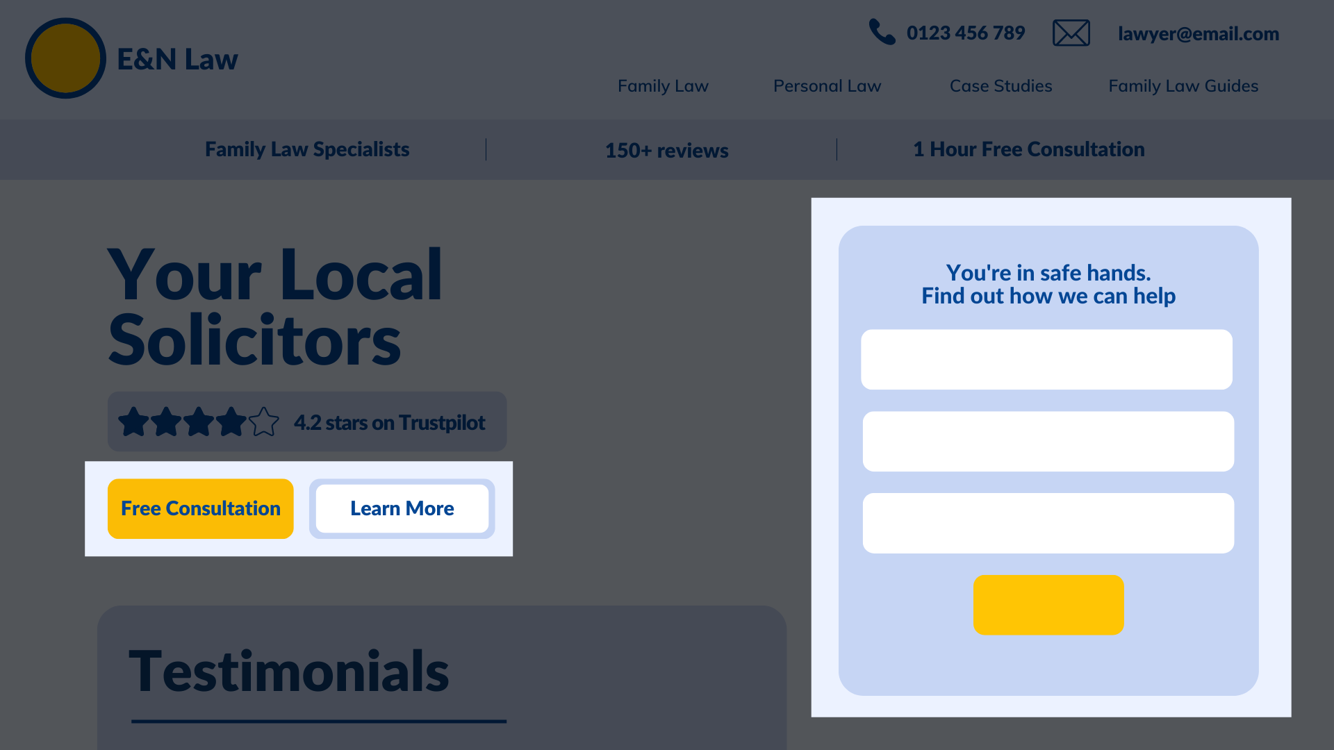 Examples of CTAs on a law firm website