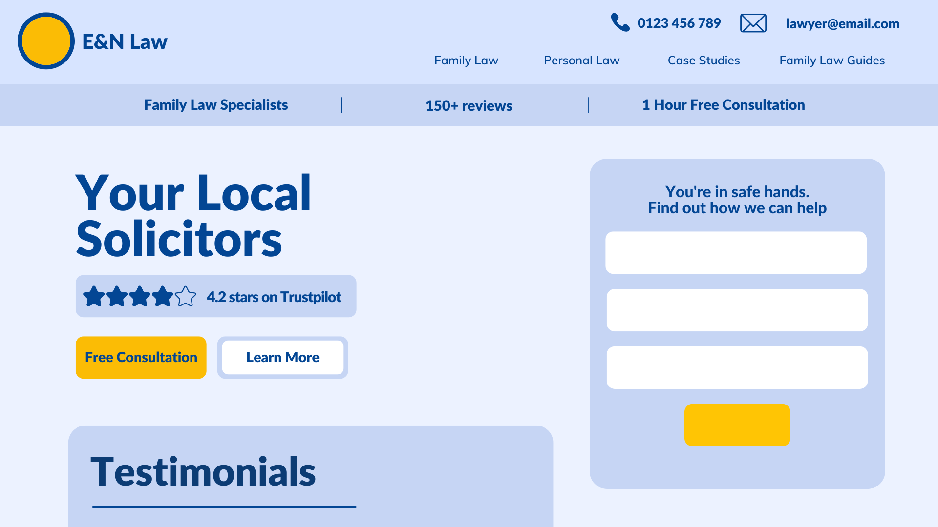 Example of a law firm website layout