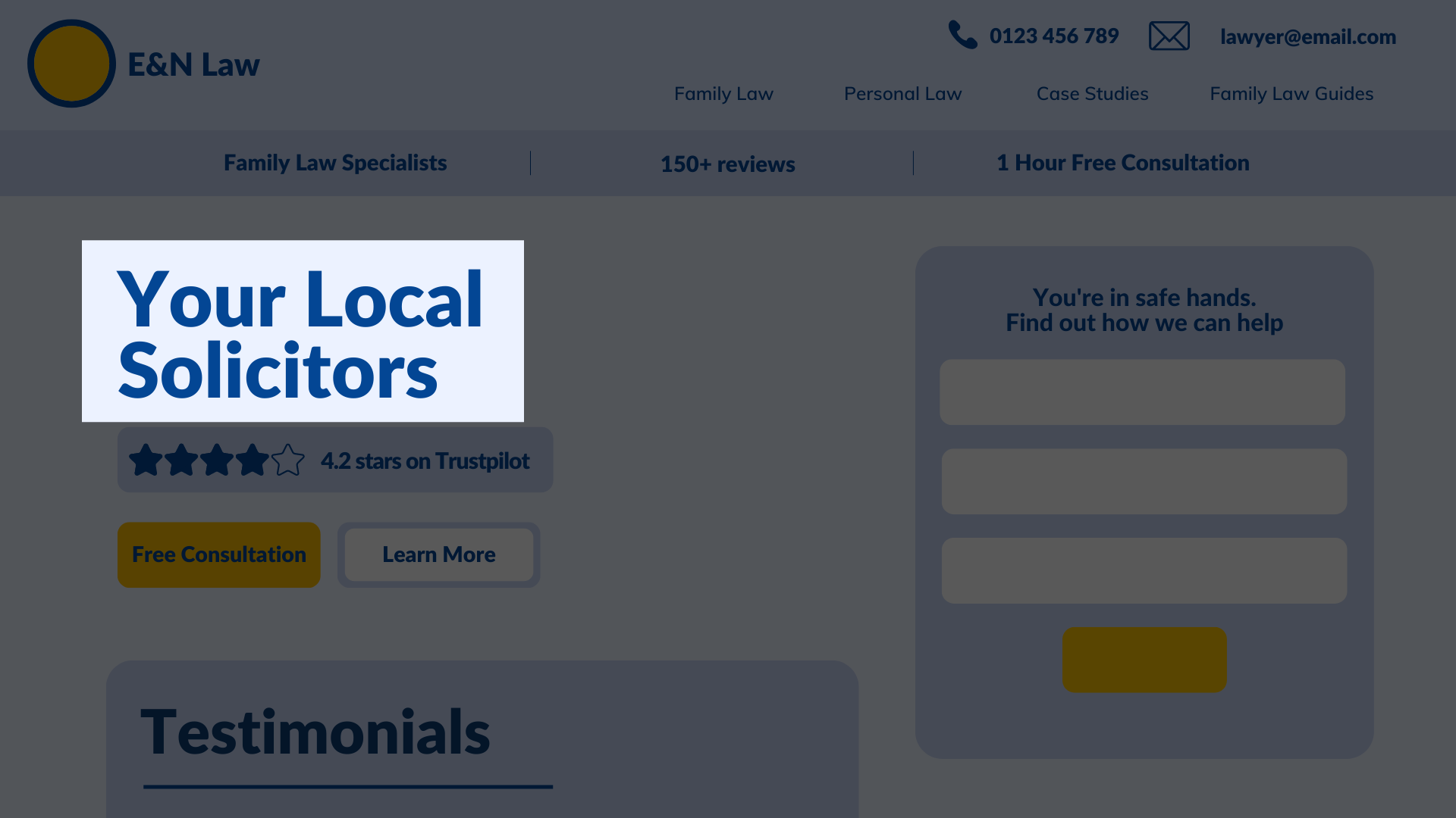 Example of a heading on a law firm website