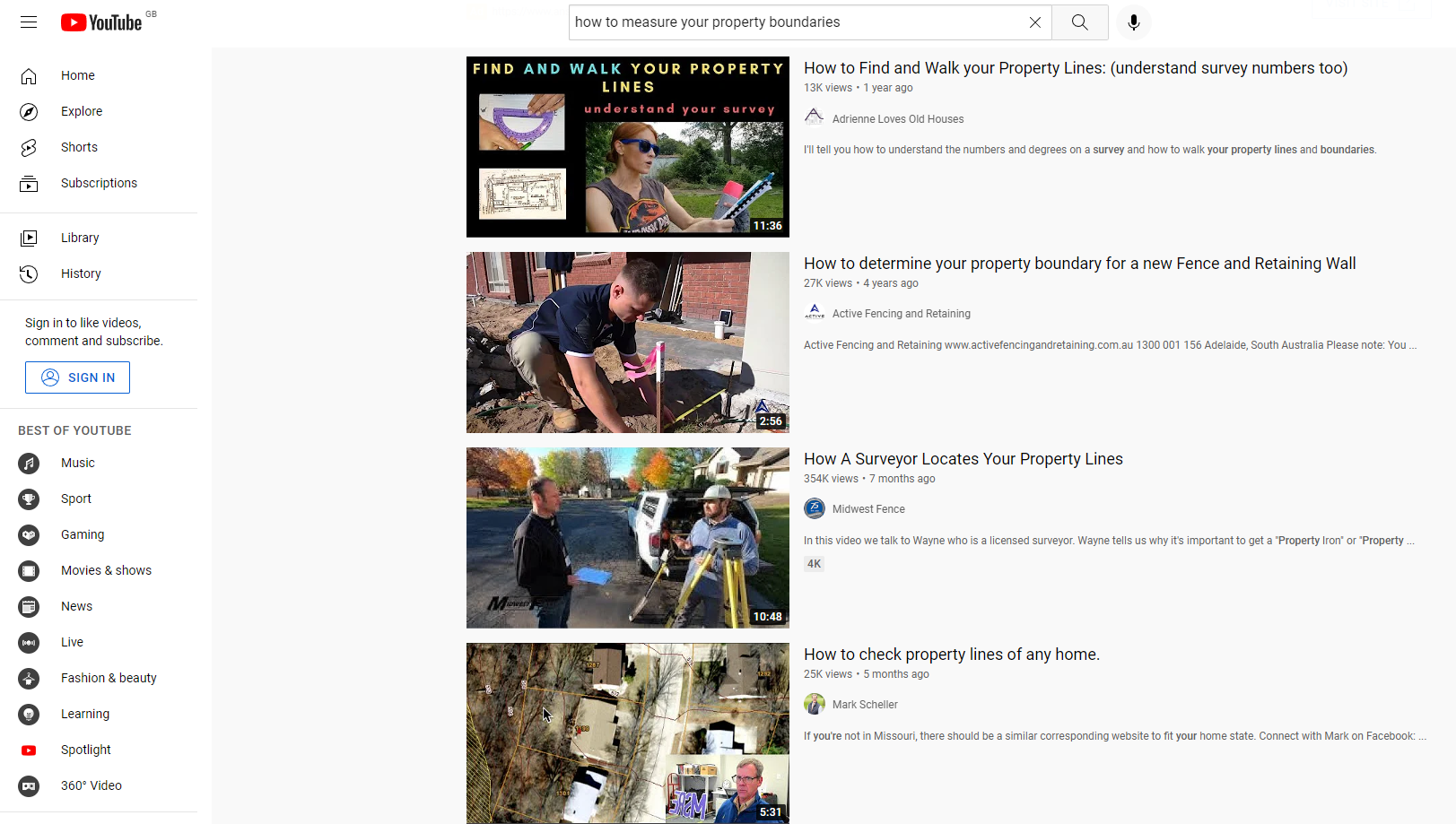 Youtube search for how to measure a property boundary