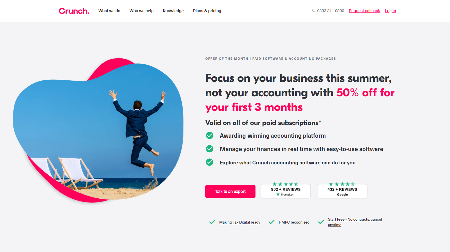 Screenshot of a Crunch landing page