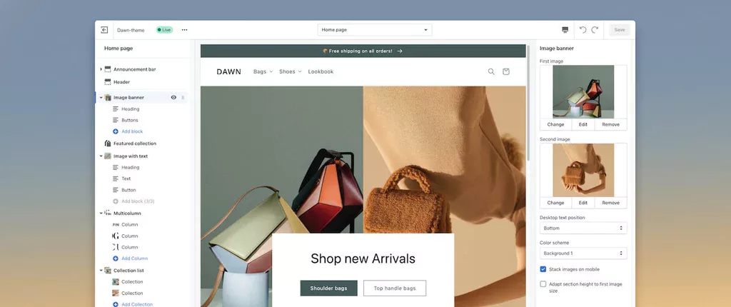 Screenshot of Shopify 2, as announced as Shopify.
