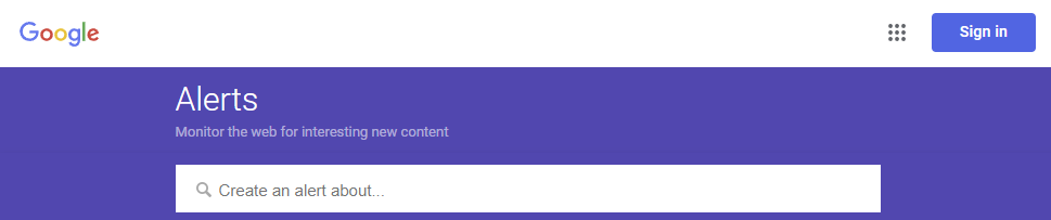 Screenshot of Google Alerts