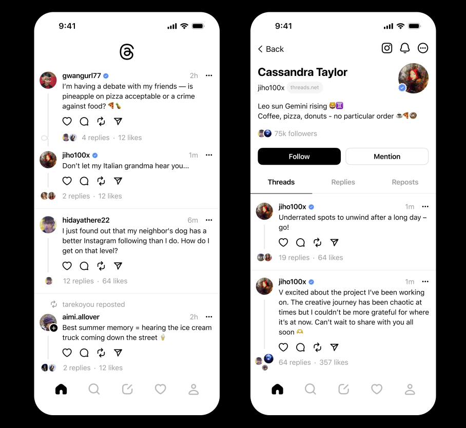 Screenshot of the Threads app