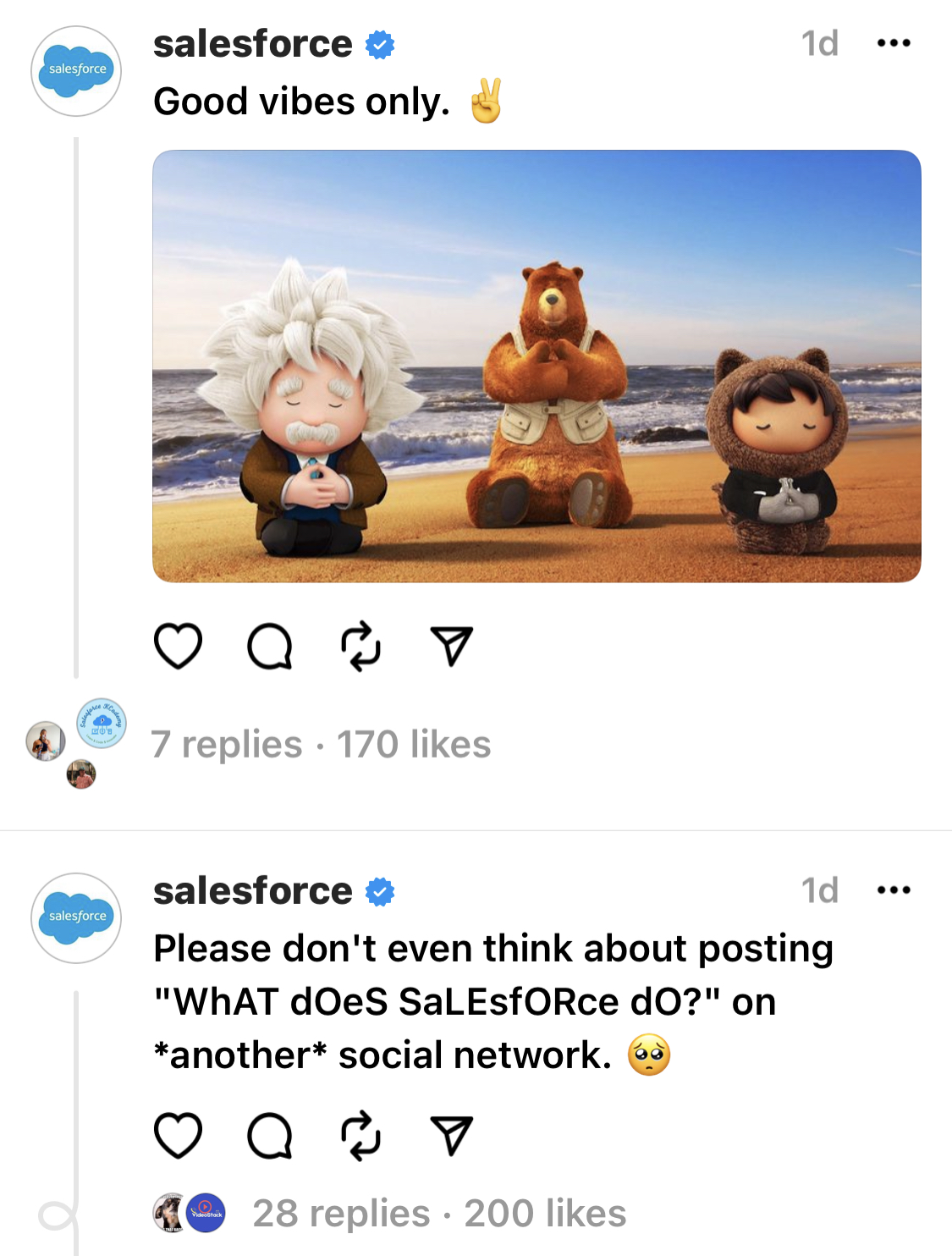 Screenshot of a post by Salesforce on Threads
