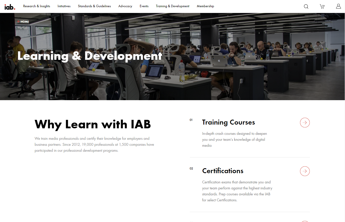 Screenshot of the IAB website