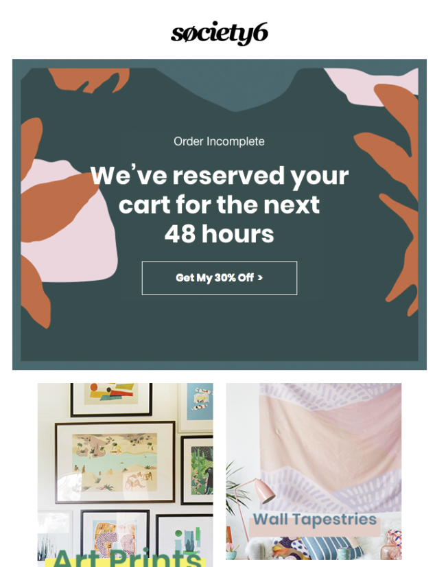 Screenshot of an email from Society6