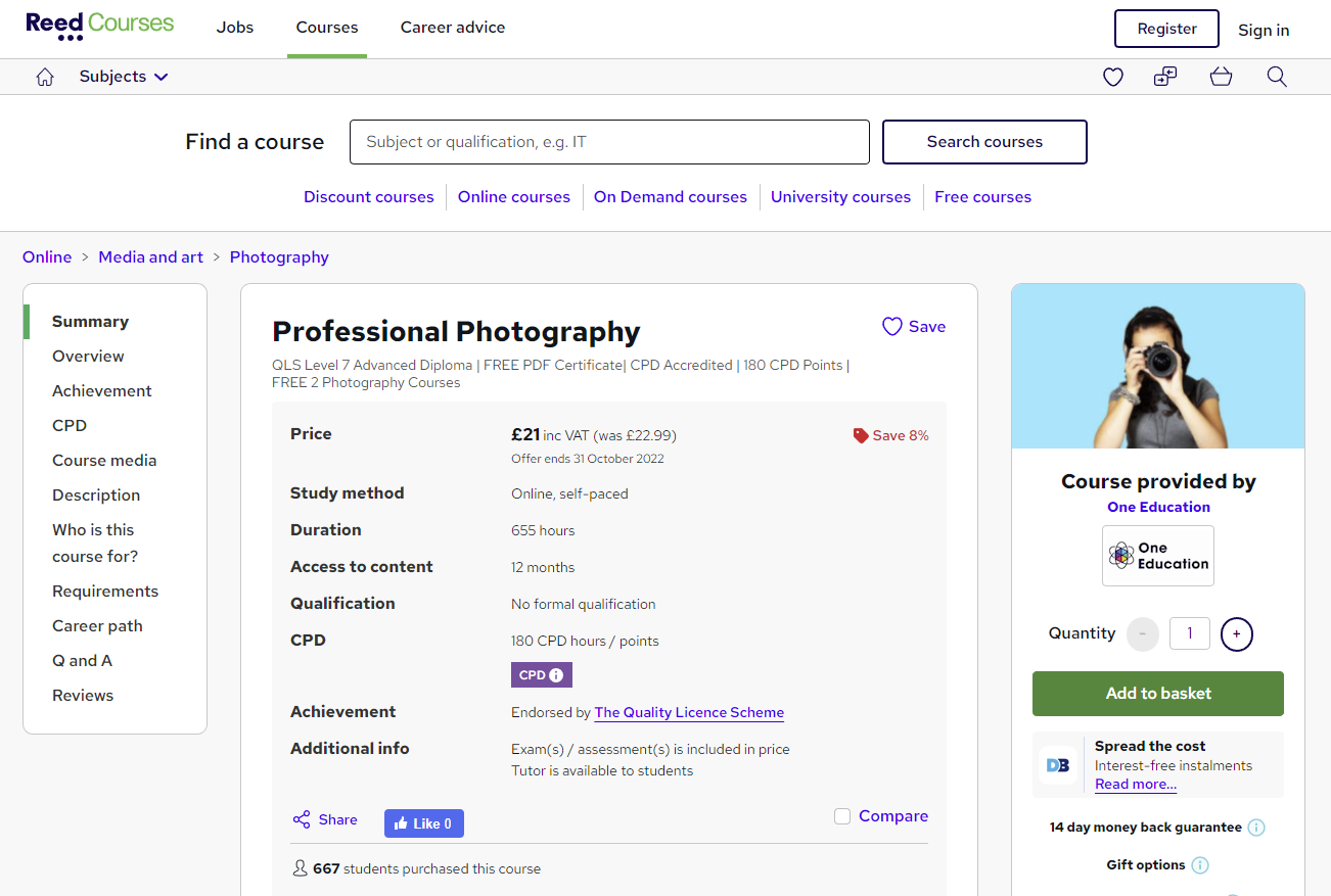 Screenshot of a landing page