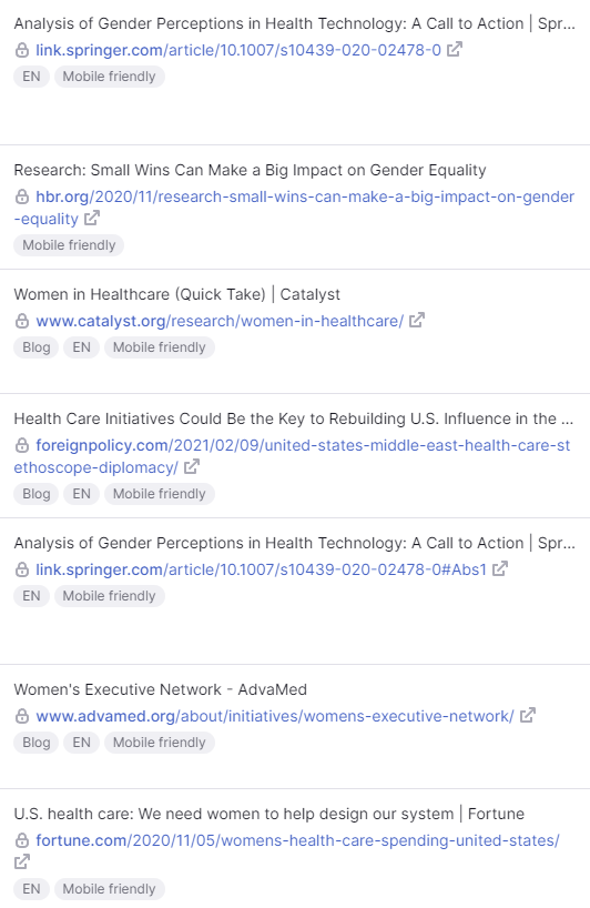 Screenshot of backlinks in Semrush