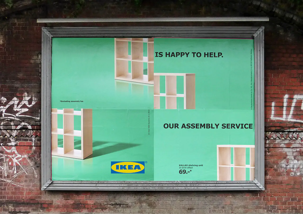 Image of an IKEA billboard, which appears to have been cut into 4 and assembled in the wrong order