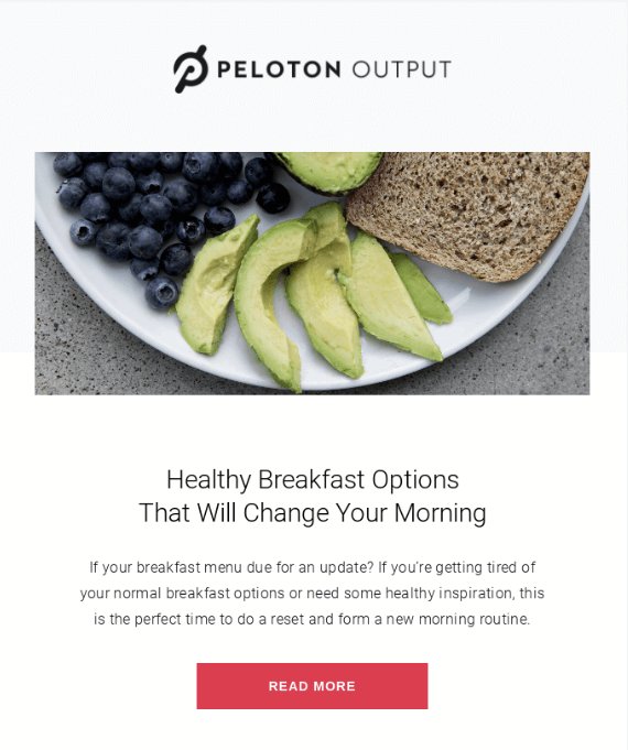 Screenshot of a Peloton newsletter email