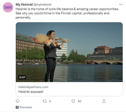 Screenshot of an ad from My Helsinki on X