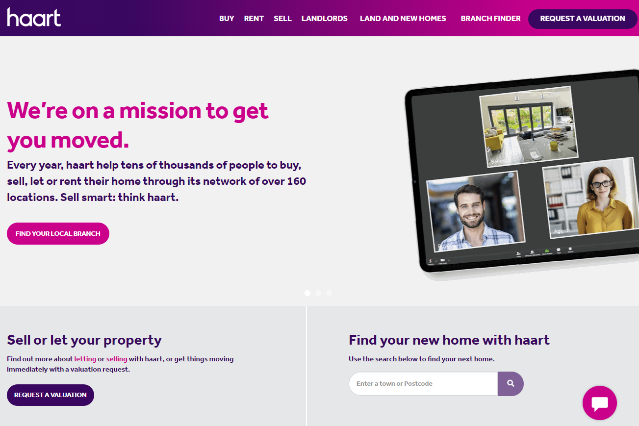 Screenshot of the Haart website