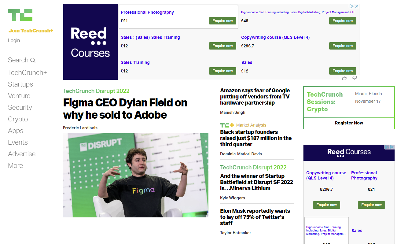 Screenshot of ads on a website