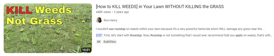 Screenshot of a video called "how to kill weeds"