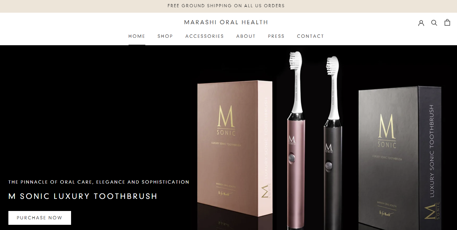 Screenshot of the Marashi Oral Health website