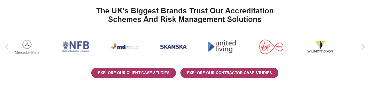 Screenshot of some of the brands CHAS works with