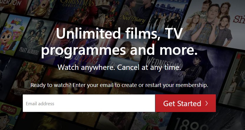 Screenshot of the Netflix CTA