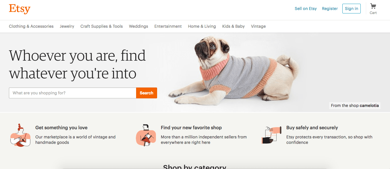 Etsy homepage Etsy-Homepage
