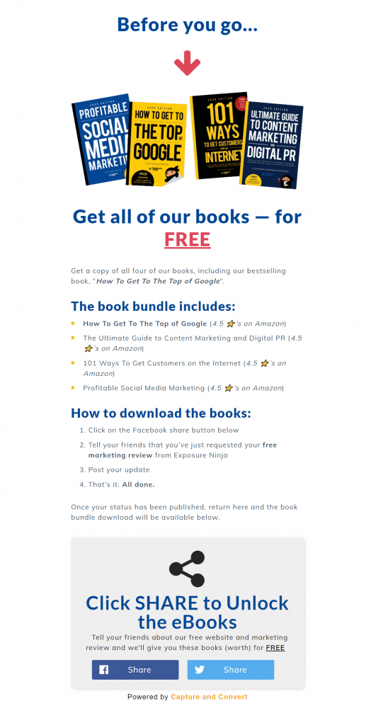 Screenshot of our free book bundle for review requesters.