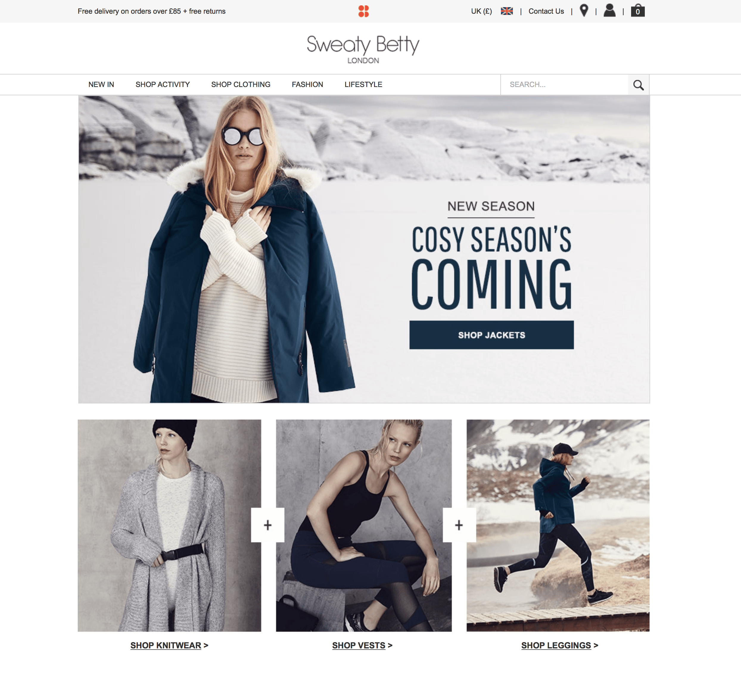 sweaty betty website screenshot of sweaty betty website