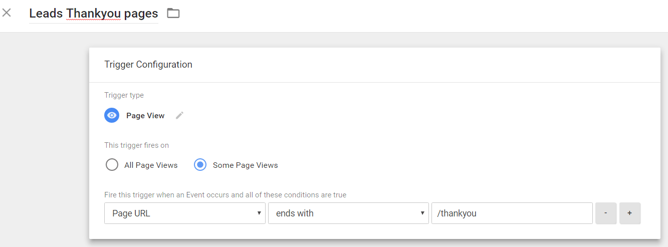 Tag Manager trigger set-up