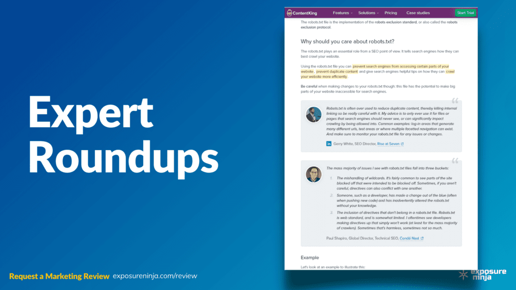 Image with the text, "Expert Roundups".