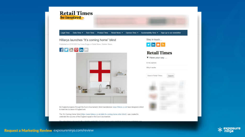 Screenshot of the Retail Times website covering the fake product.