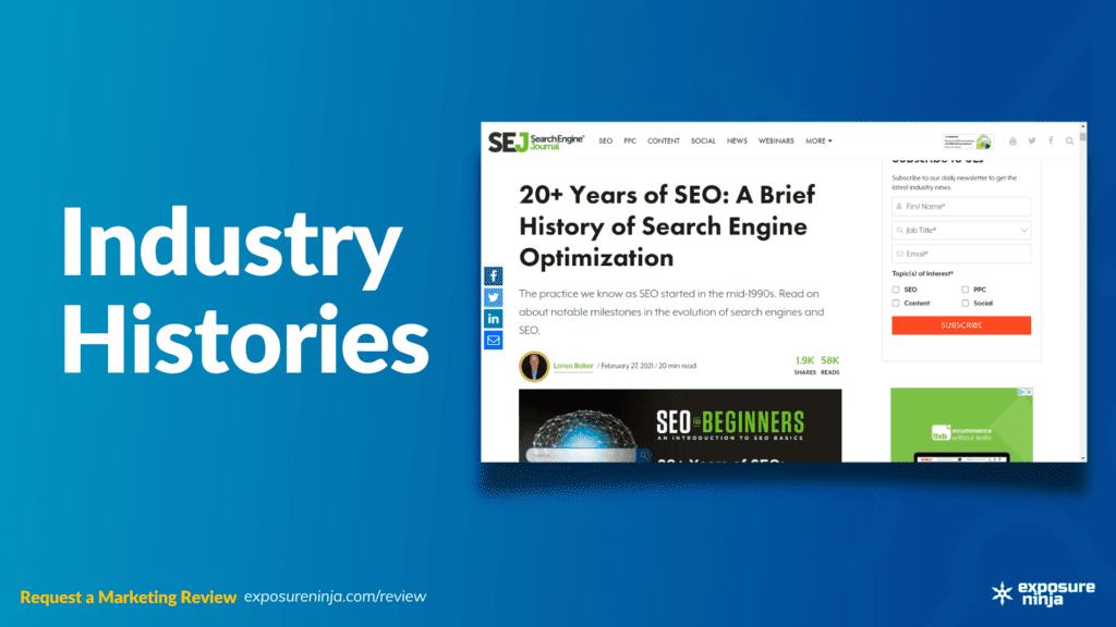Image with the text, "Industry Histories".