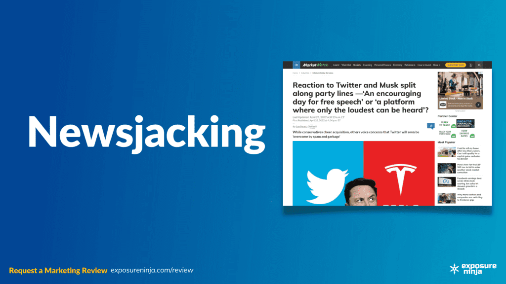 Image with the text, "Newsjacking".