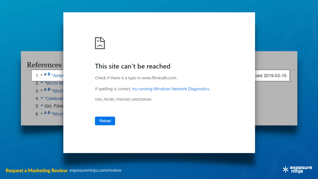 Screenshot of a dead article.