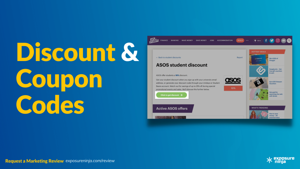 Image with the text, "Discount and Coupon Codes".