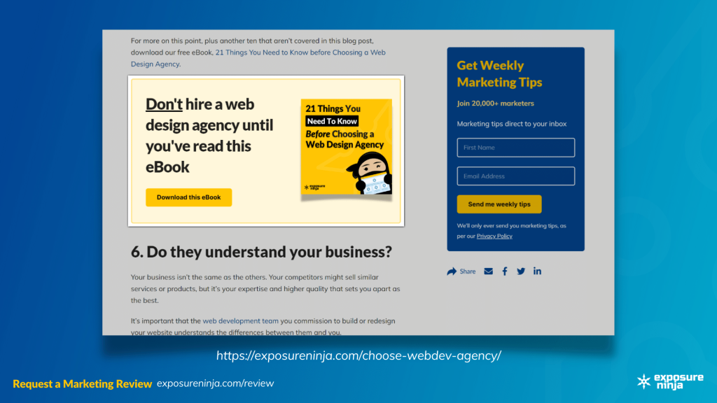 Screenshot of the Exposure Ninja blog.